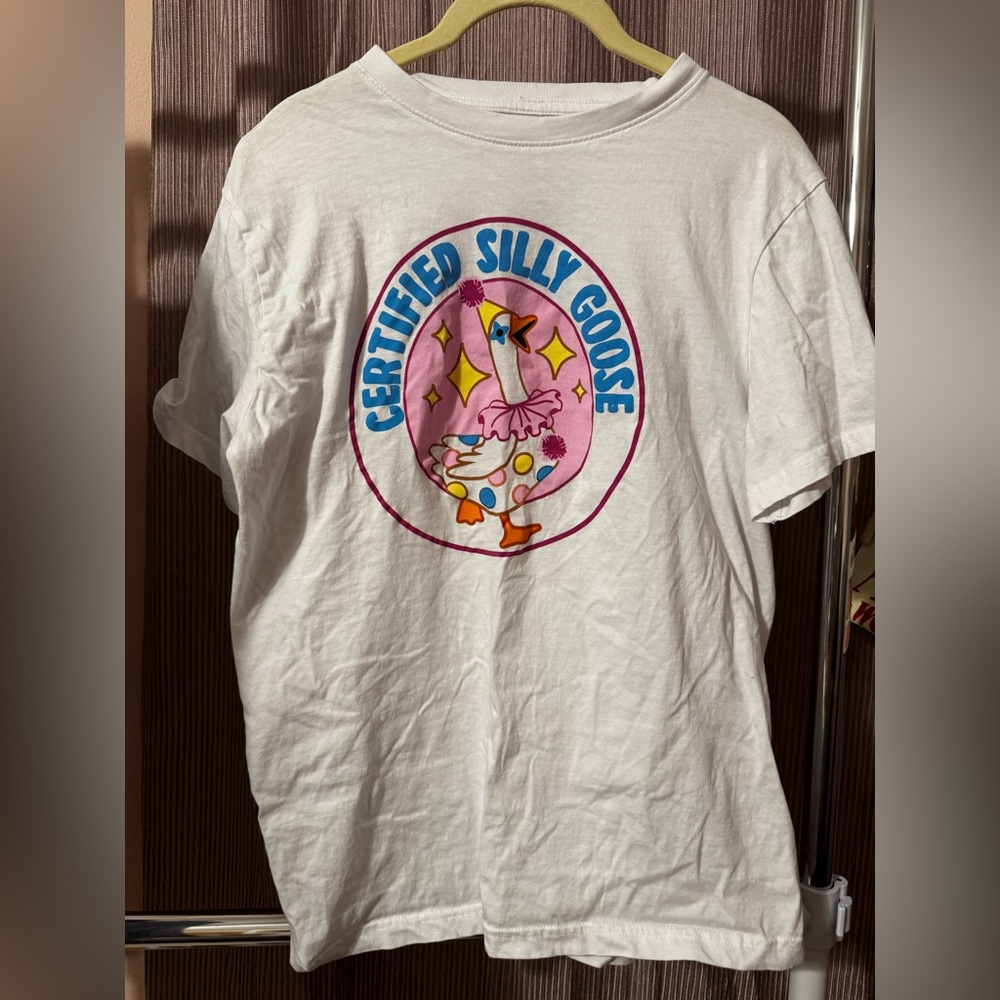 Bioworld White Kids 'Certified Silly Goose' Graphic Tee‎ with Pink and Blue